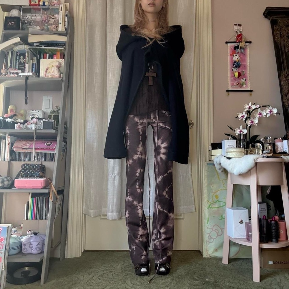 XXS NWOT I.am.Gia Evie Brown Tie-dye High-Waisted Tie Pants
